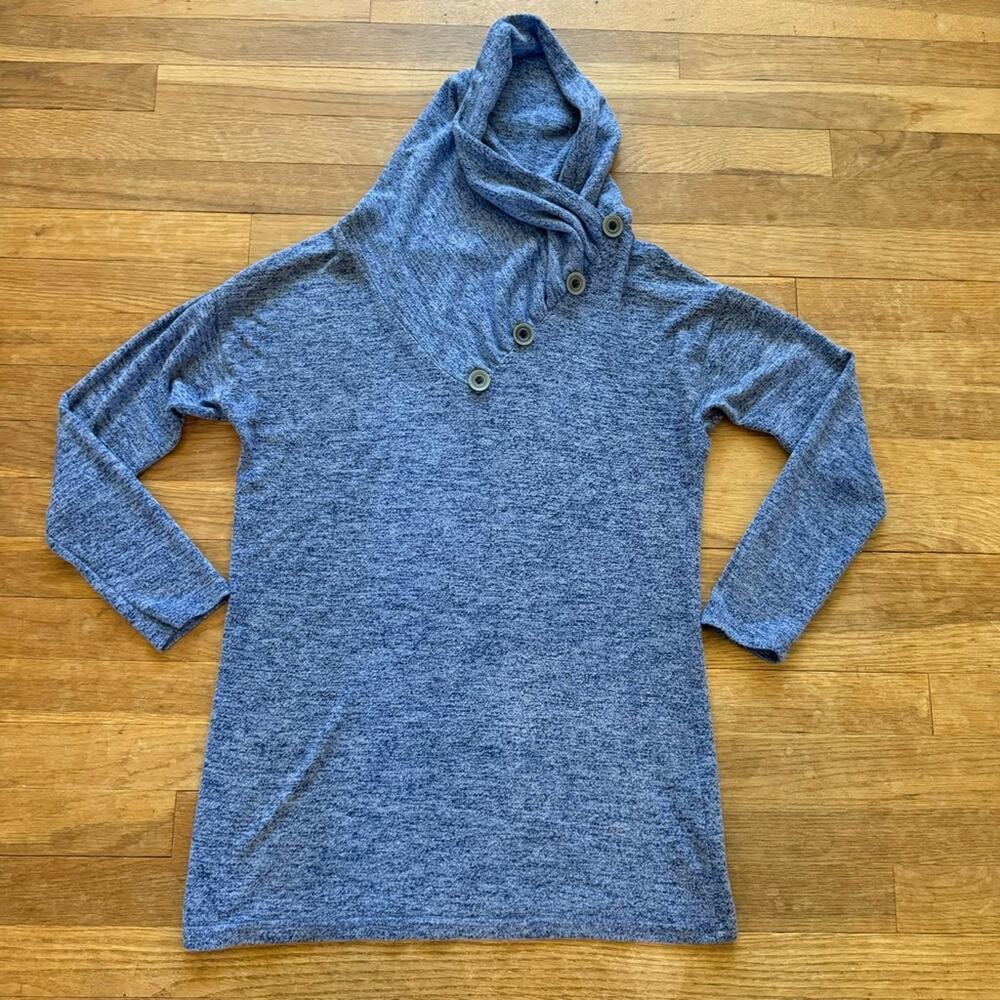 Weaczzy blue cowl neck tunic sweater shirt top size small S
 b4
